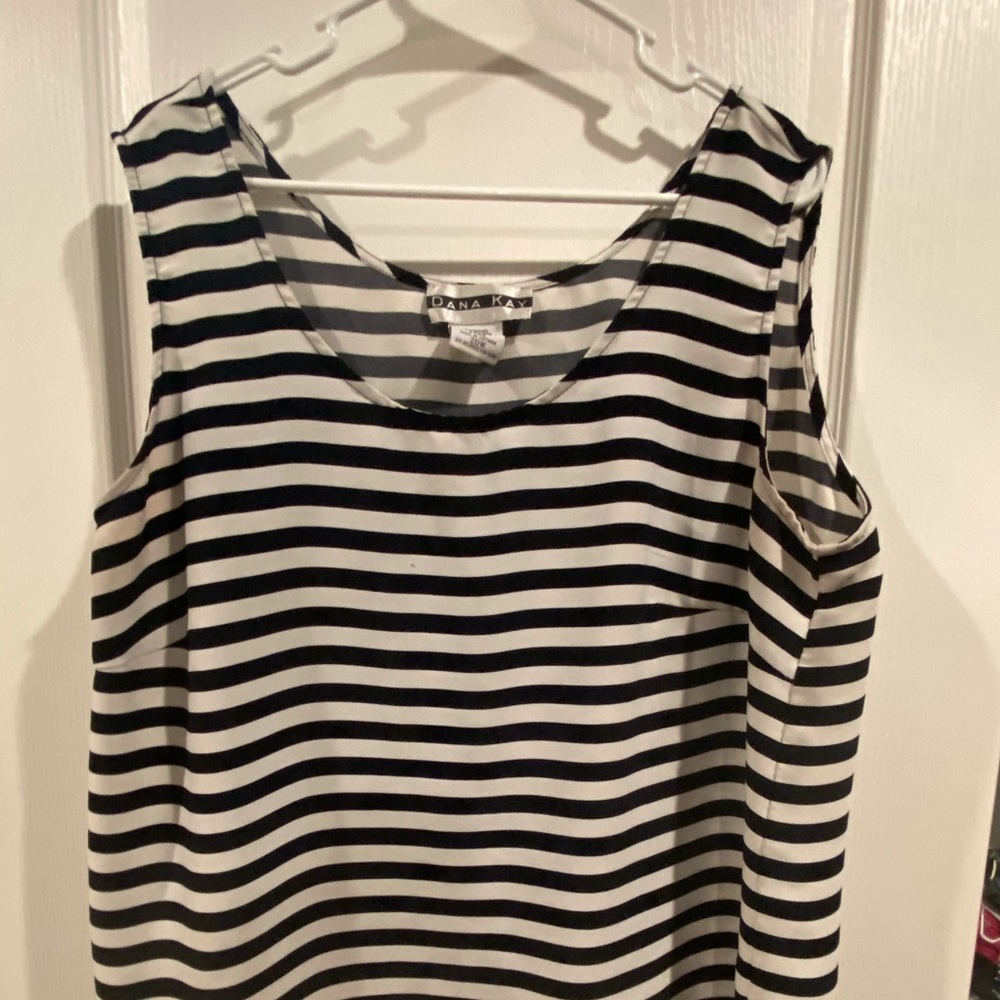 Dana Kay black and white stripe tank.